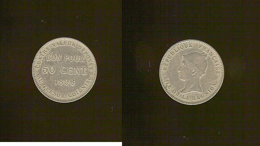 ÎLE DE LA RÉUNION - Monnaie Bon pour 50 centimes 1896 TTB